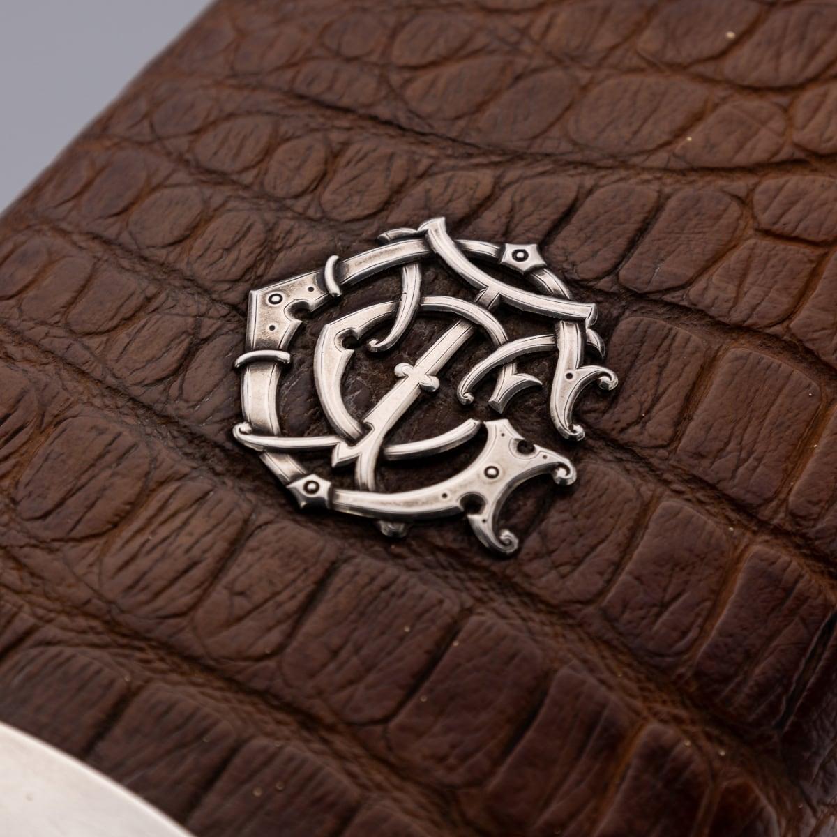 19th Century Victorian Solid Silver Crocodile Leather Cigar Case, Asprey c.1878 For Sale 9