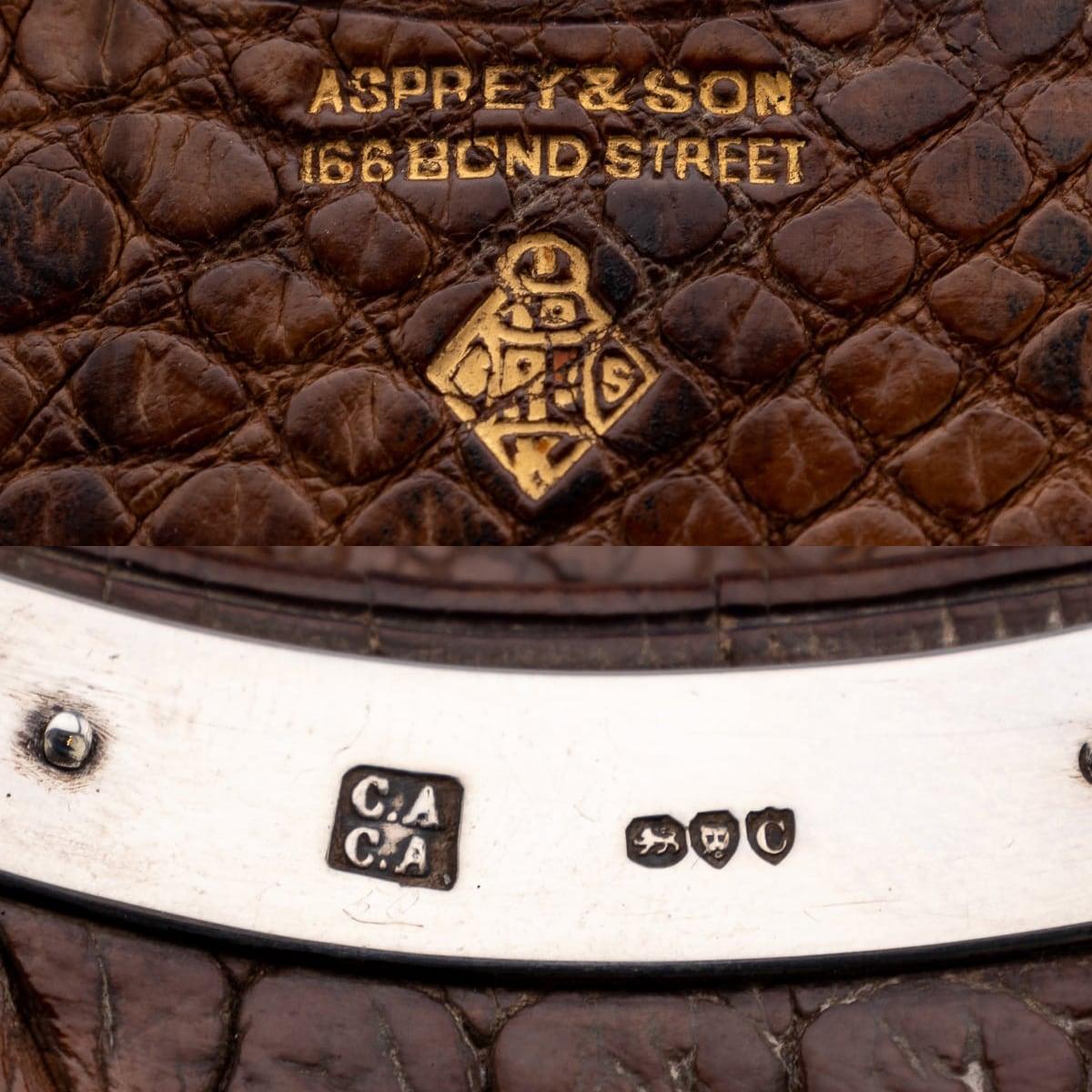 19th Century Victorian Solid Silver Crocodile Leather Cigar Case, Asprey c.1878 For Sale 15