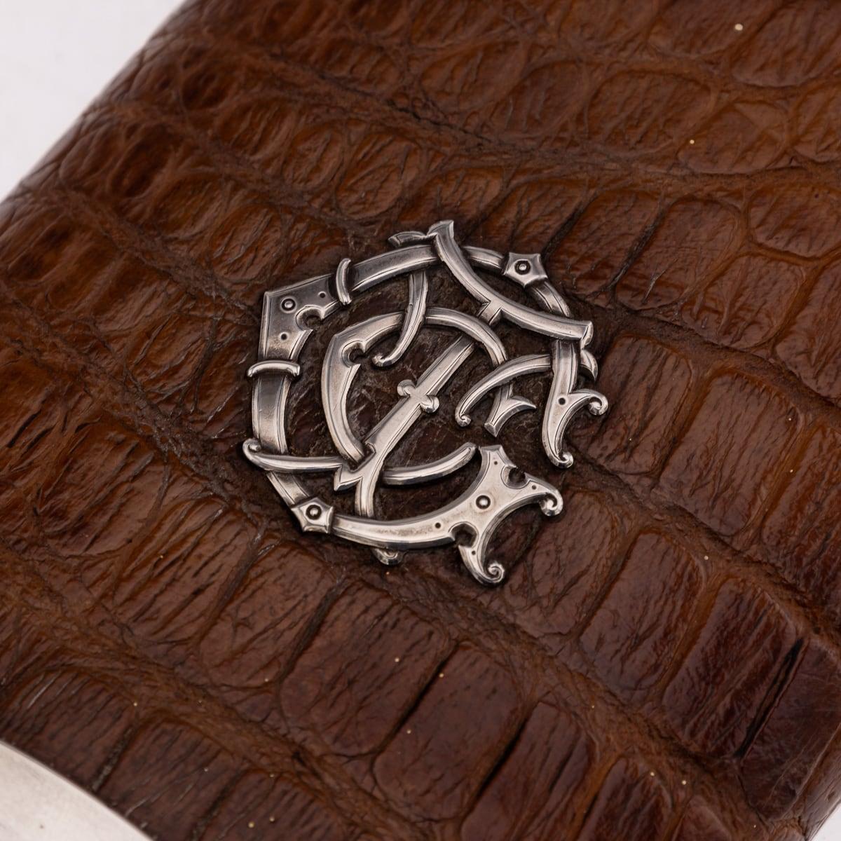 19th Century Victorian Solid Silver Crocodile Leather Cigar Case, Asprey c.1878 For Sale 4