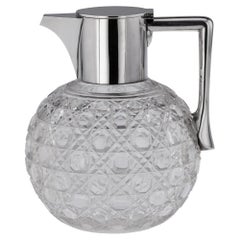 19th Century Victorian Solid Silver 
Cut Glass Claret Jug, London, c.1898