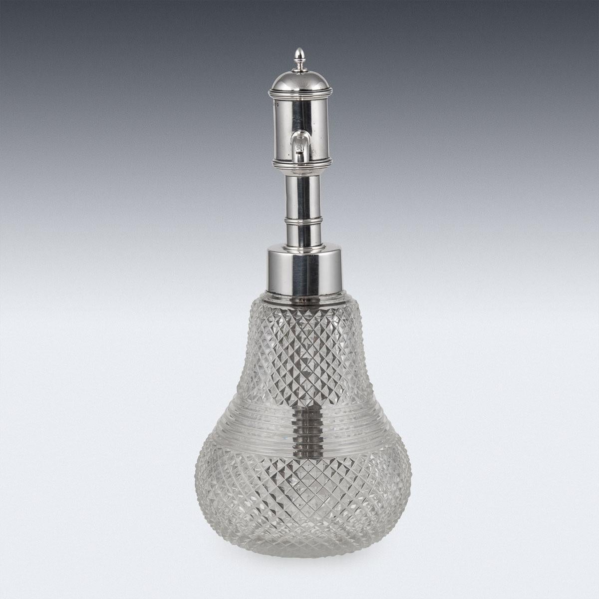 19th Century Victorian Solid Silver & Cut Glass Scent Bottle Atomiser, c.1886 1