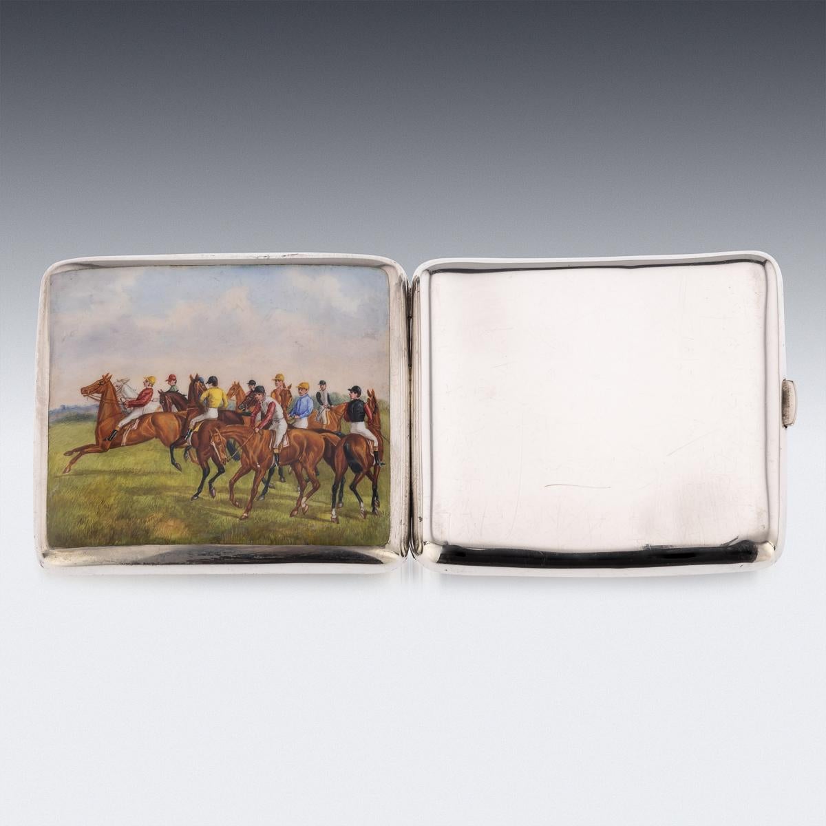 19th Century Victorian Solid Silver & Enamel Cigarette Case, c.1892 For Sale 1