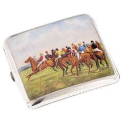 19th Century Victorian Solid Silver & Enamel Cigarette Case, c.1892