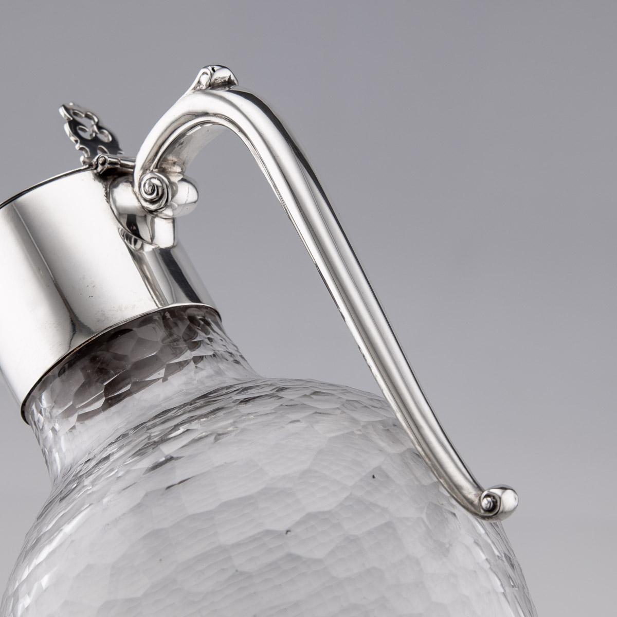 19th Century Victorian Solid Silver & Etched Glass Claret Jug, London, c.1888 7