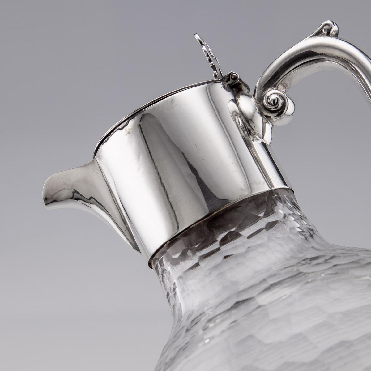 19th Century Victorian Solid Silver & Etched Glass Claret Jug, London, c.1888 9