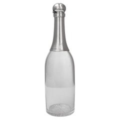 Viktorianischer Dekanter „Champagne-Flasche“ aus massivem Silber und Glas aus dem 19. Jahrhundert, um 1890