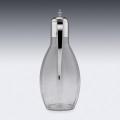 19th Century Victorian Solid Silver & Glass Claret Jug, London, c.1893