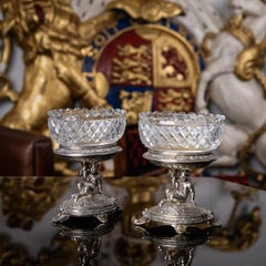 19th Century Victorian Solid Silver & Glass Figural Salts, Elkington, c.1896