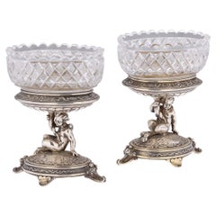 Sali da cucina vittoriani in argento massiccio e vetro del XIX secolo, Elkington, 1896 ca.