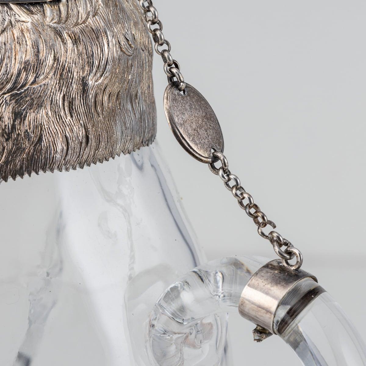 19th Century Victorian Solid Silver & Glass Novelty Monkey Claret Jug c.1892 7