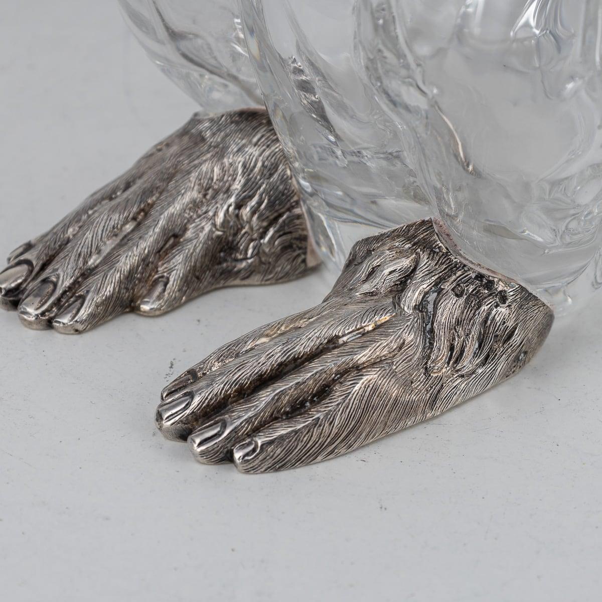 19th Century Victorian Solid Silver & Glass Novelty Monkey Claret Jug c.1892 9