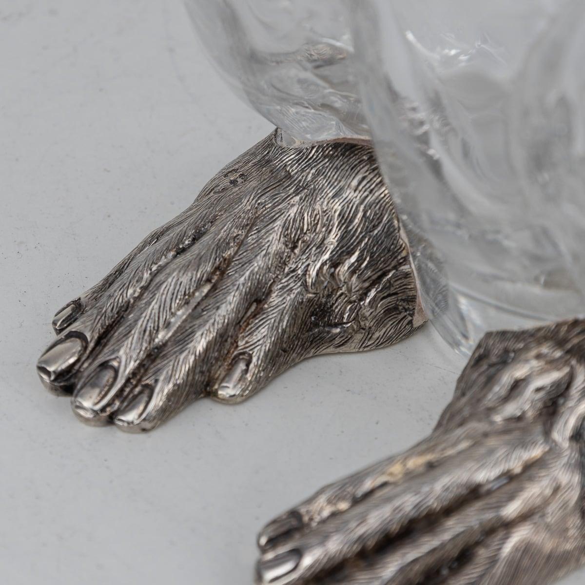 19th Century Victorian Solid Silver & Glass Novelty Monkey Claret Jug c.1892 10