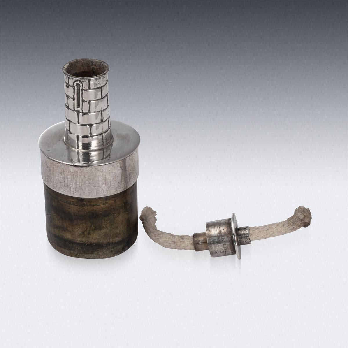 19th Century Victorian Solid Silver Guard Tower Table Lighter, London, c.1878 For Sale 1