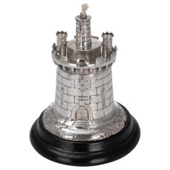Encendedor de mesa victoriano de plata maciza del siglo XIX, Londres, c.1878