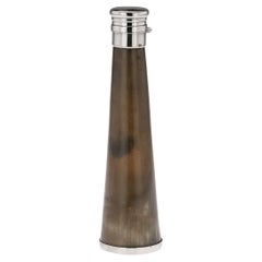 Used 19th Century Victorian Solid Silver & Horn Hunting Flask, London, c.1886