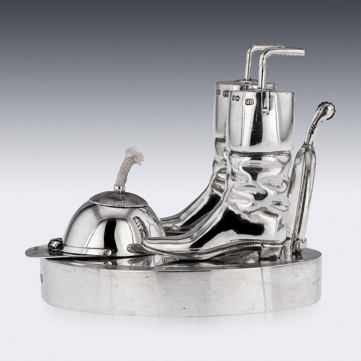 English 19th Century Victorian Solid Silver Horse Racing Table Lighter, London, c.1883 For Sale