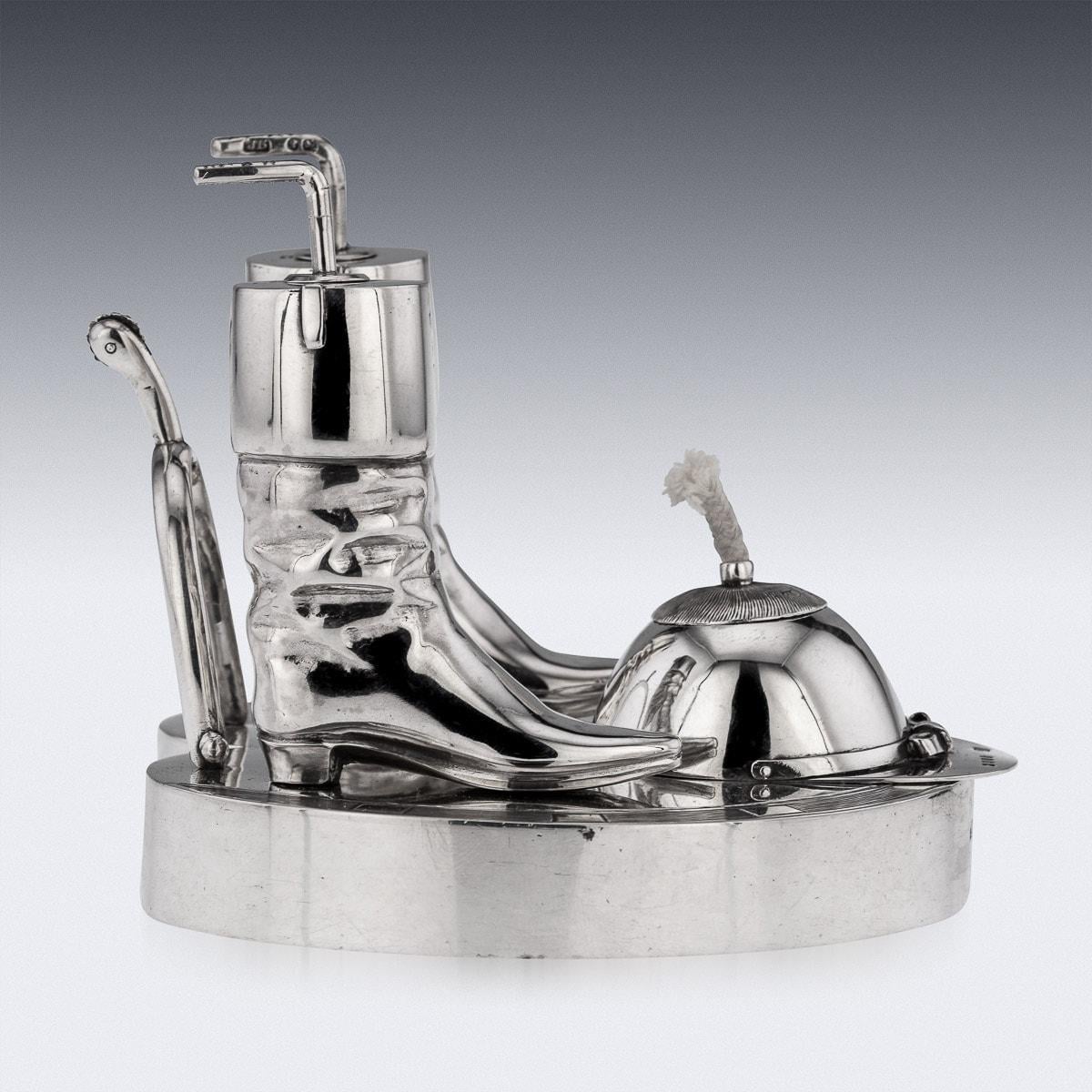 19th Century Victorian Solid Silver Horse Racing Table Lighter, London, c.1883 In Good Condition For Sale In Royal Tunbridge Wells, Kent