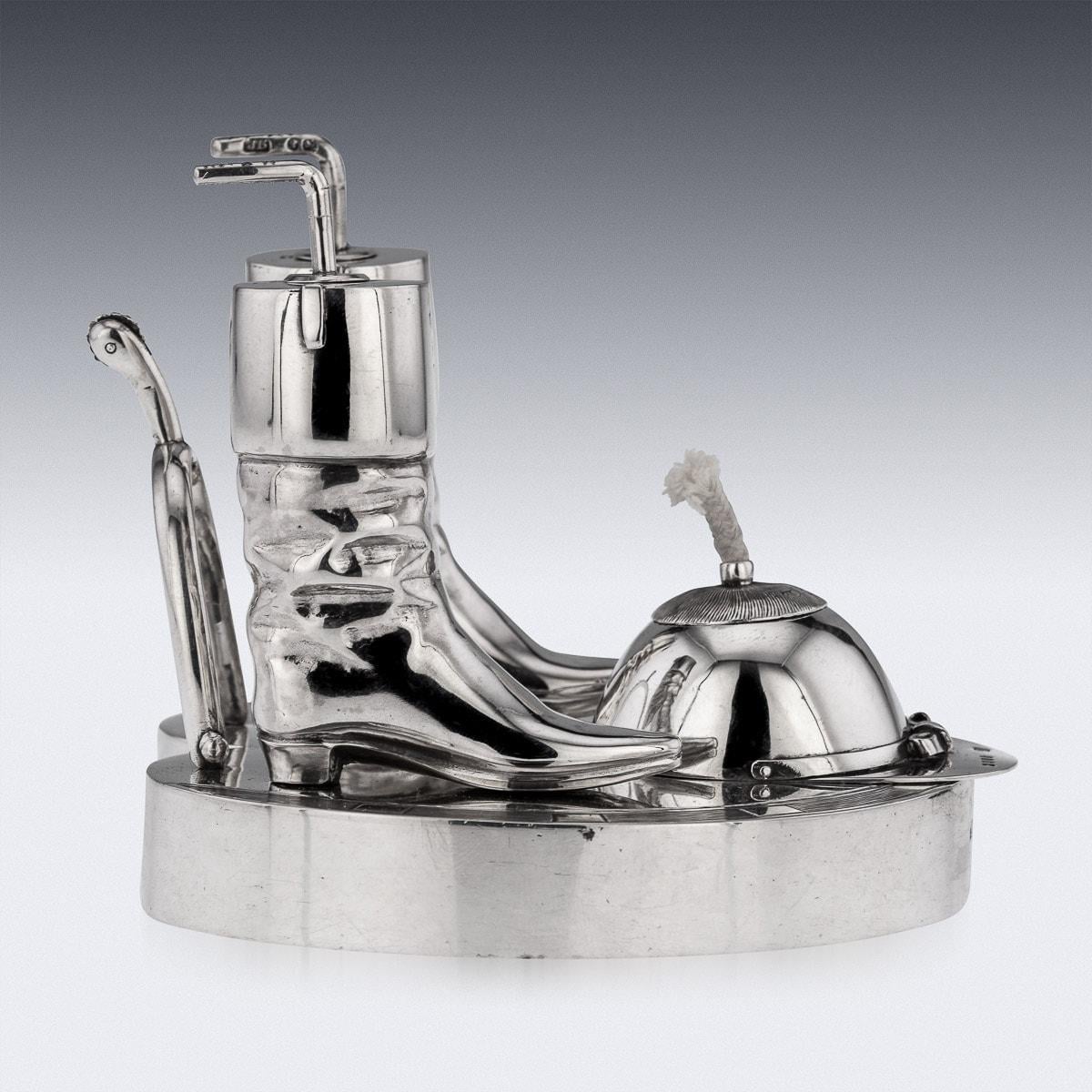 19th Century Victorian Solid Silver Horse Racing Table Lighter, London, c.1883 In Good Condition In Royal Tunbridge Wells, Kent