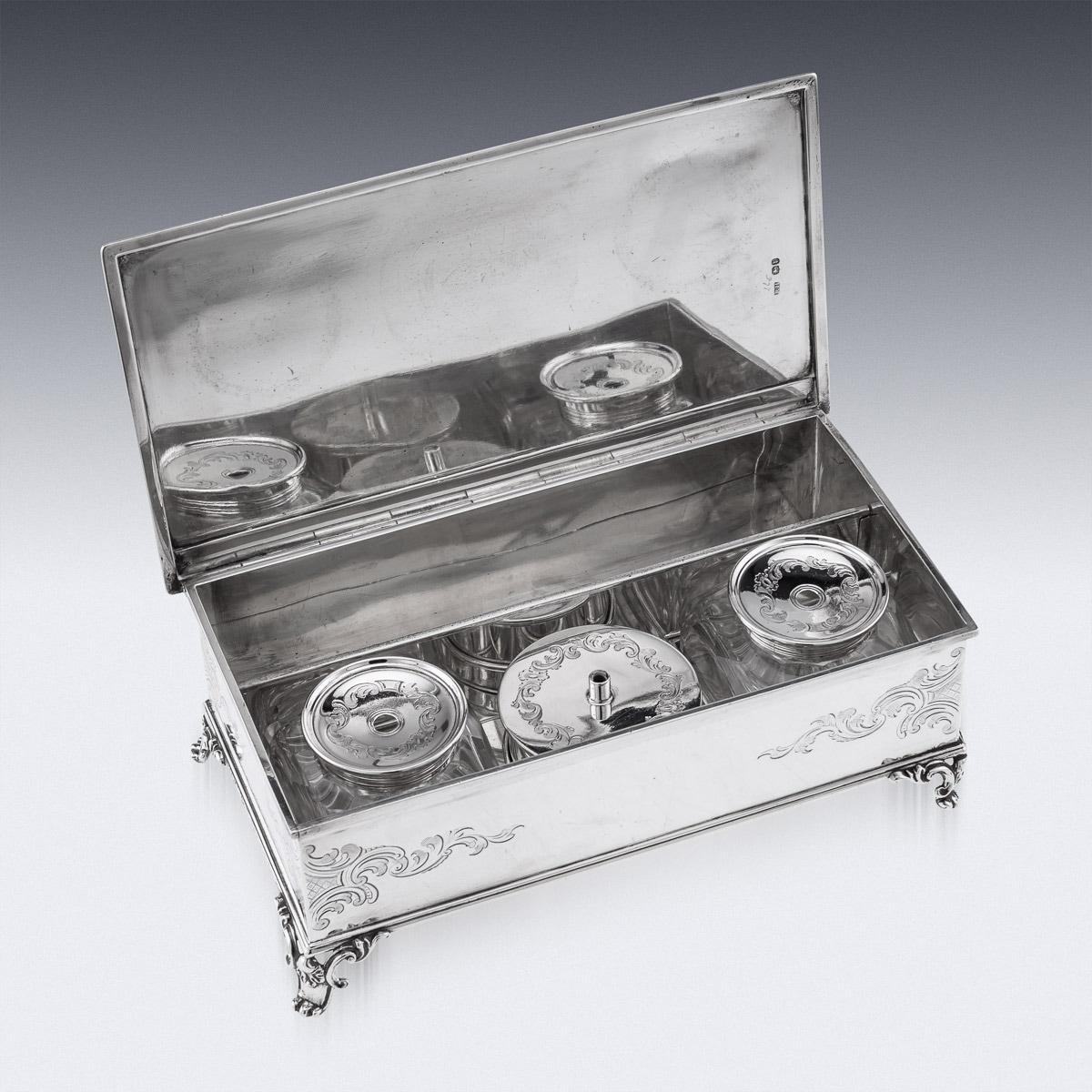 19th Century, Victorian Solid Silver Inkstand, Robert Hennell, c.1850 For Sale 6