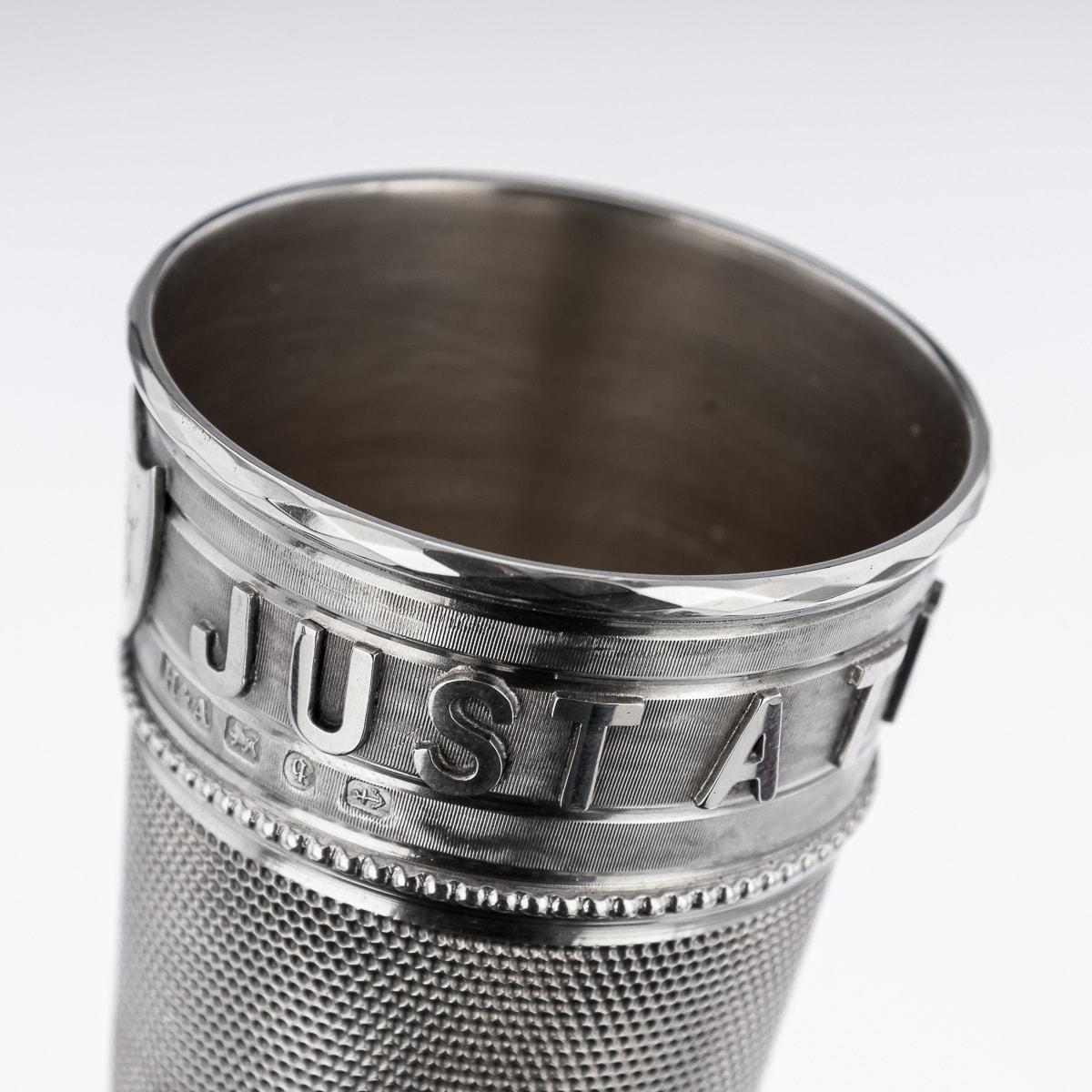 19th Century Victorian Solid Silver 'Just A Thimbleful' Shot Cup, c.1890 6