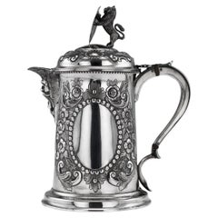 19th Century Victorian Solid Silver Large Flagon, Charles Boyton II, circa 1896