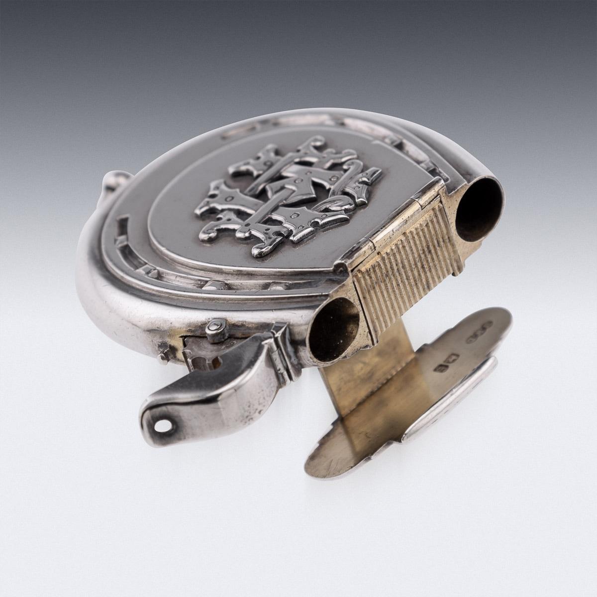 19th Century Victorian Solid Silver Lighter & Vesta Case, London, c.1853 In Good Condition For Sale In Royal Tunbridge Wells, Kent