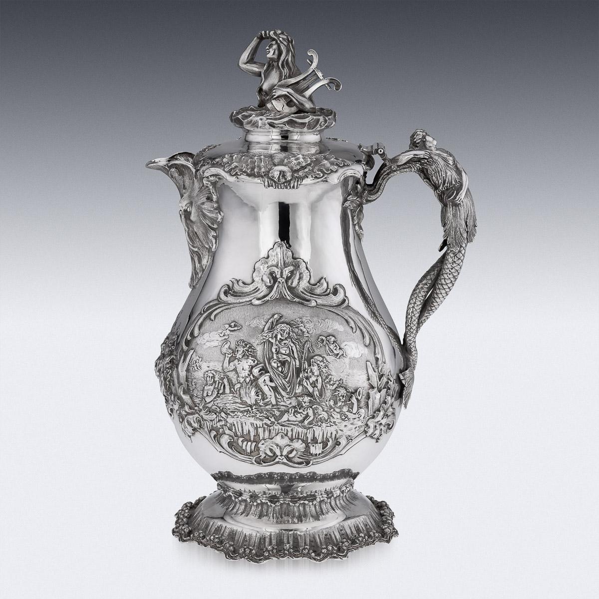 British 19th Century Victorian Solid Silver Nautical Jug, George Angell, c.1859 For Sale