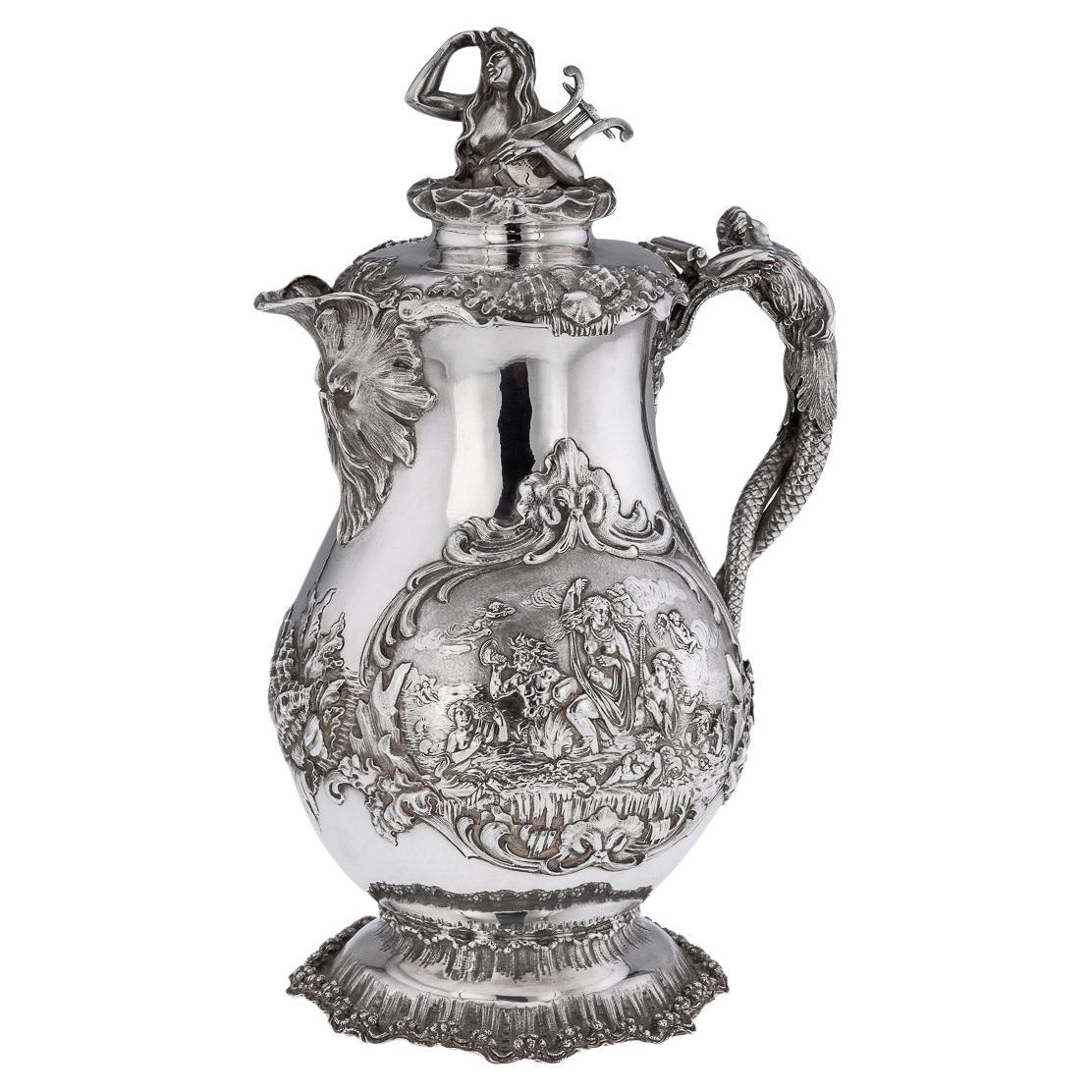 19th Century Victorian Solid Silver Nautical Jug, George Angell, c.1859 For Sale