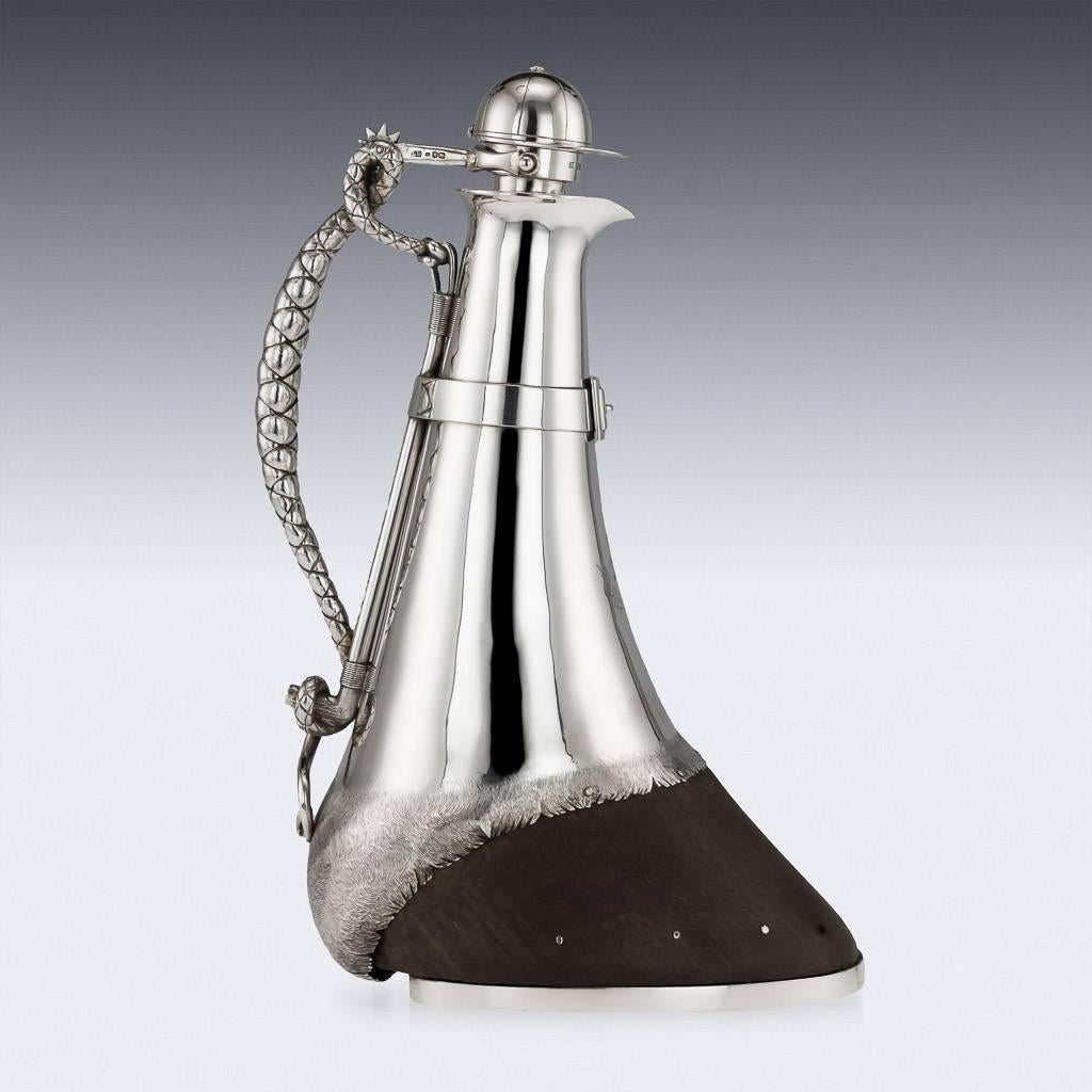 19th Century Victorian Solid Silver Novelty Horse Decanter, Louis Dee circa 1883 In Good Condition In Royal Tunbridge Wells, Kent