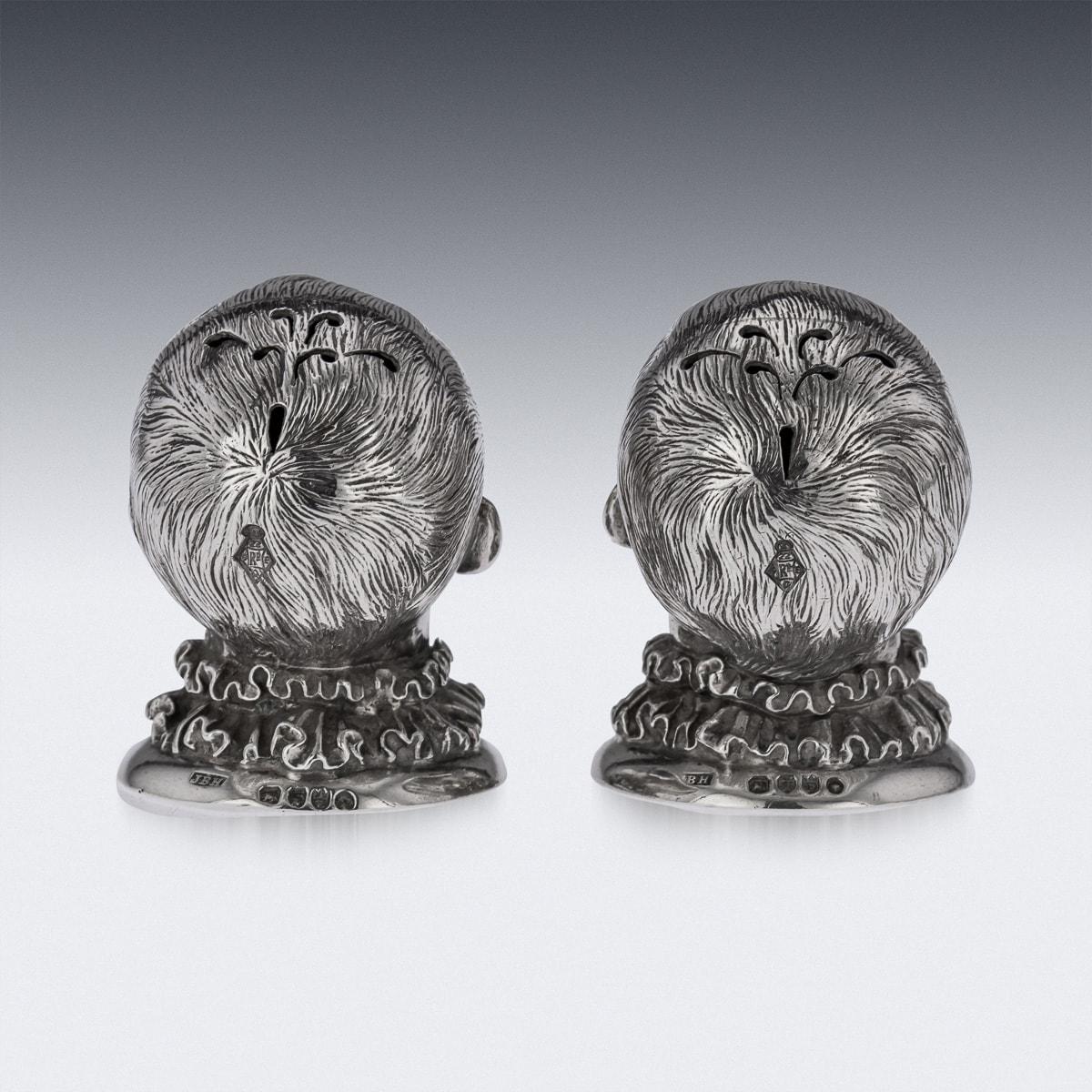 19th Century Victorian Solid Silver Novelty Salt & Pepper, London, c.1880 For Sale 1