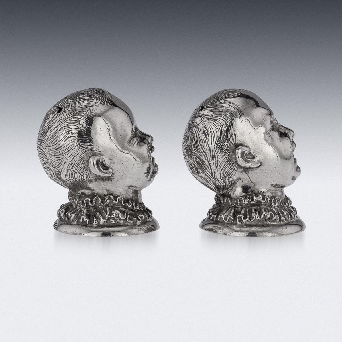 19th Century Victorian Solid Silver Novelty Salt & Pepper, London, c.1880 For Sale 2