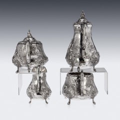 Viktorianisches orientalisches 4-teiliges Tee- und Kaffeeservice aus massivem Silber des 19. Jahrhunderts, um 1844
