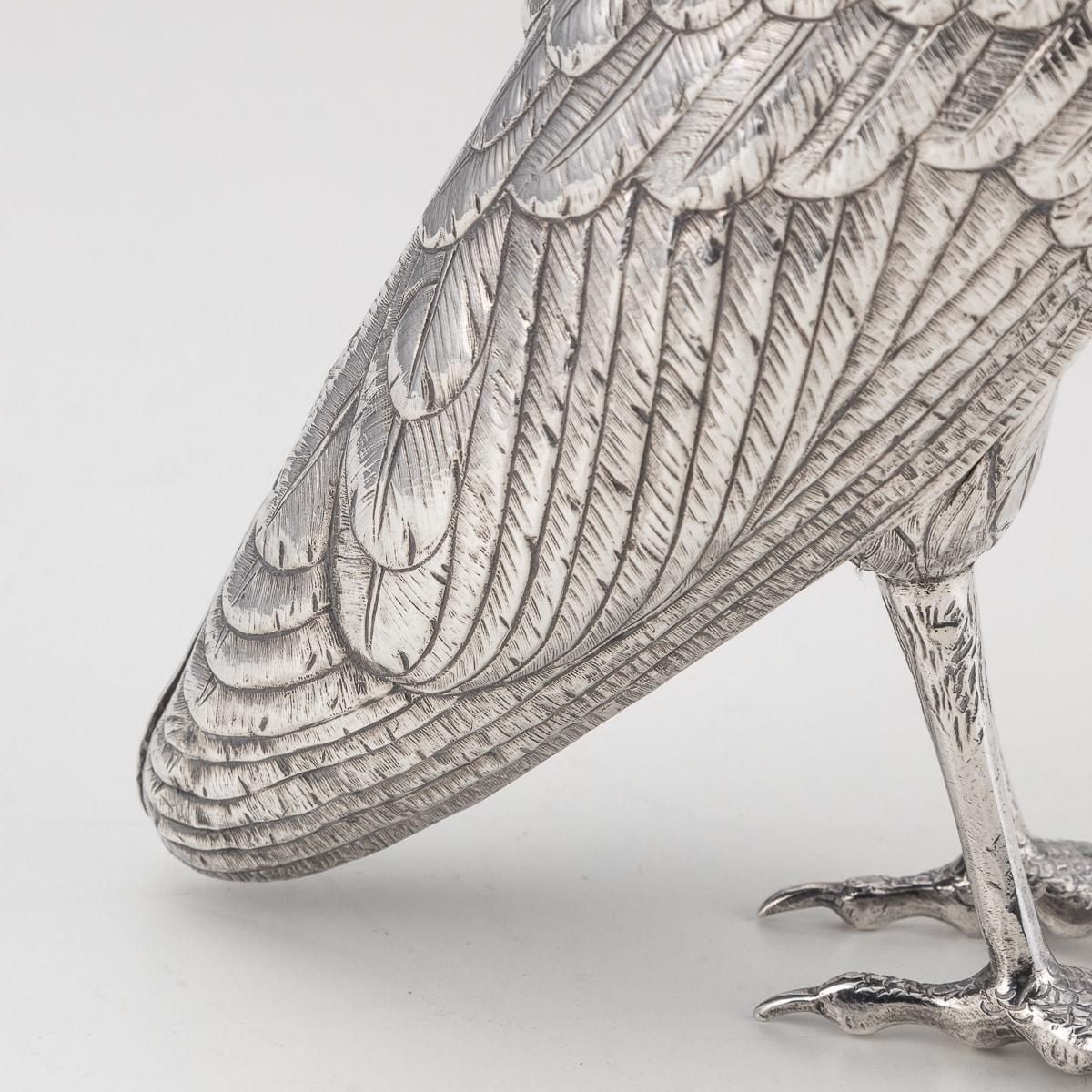 19th Century Victorian Solid Silver Owl Shaped Cocktail Shaker, c.1898 10