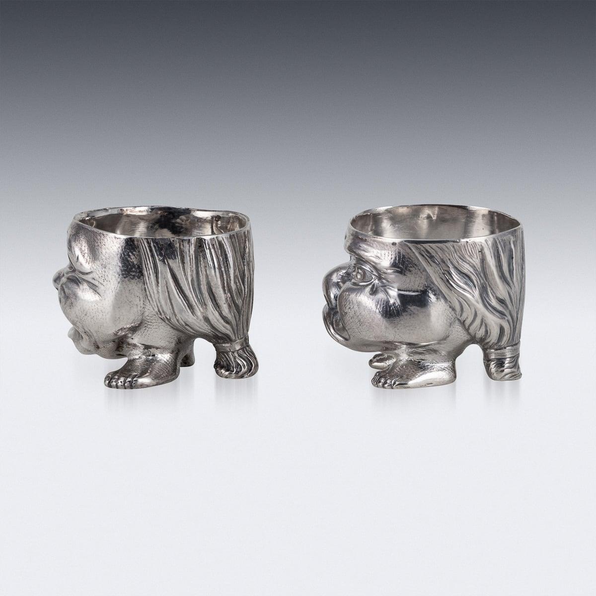 British 19th Century Victorian Solid Silver Pair Of Grotesque Salts, London c.1880 For Sale