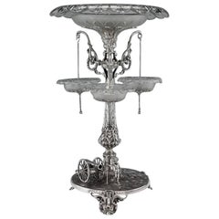 19th Century Victorian Solid Silver Royal Artillery Centrepiece, circa 1874