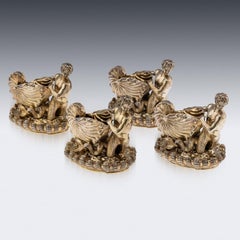 19th Century Victorian Solid Silver Set Of Four Salts, John S. Hunt c.1855