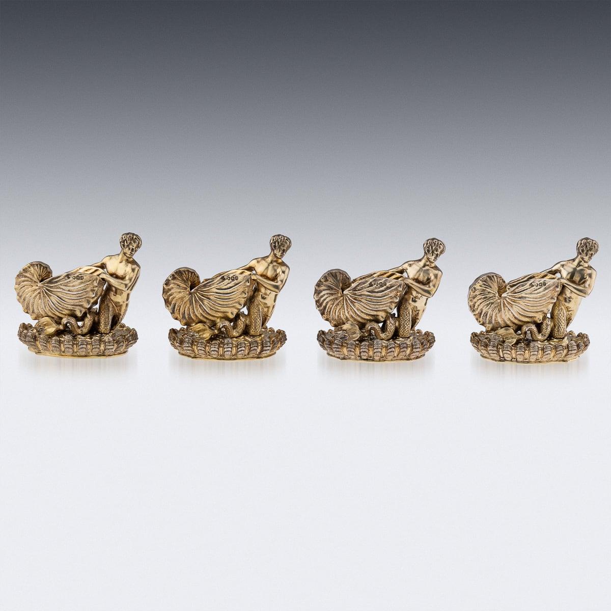 British 19th Century Victorian Solid Silver Set Of Four Salts, John S. Hunt c.1855