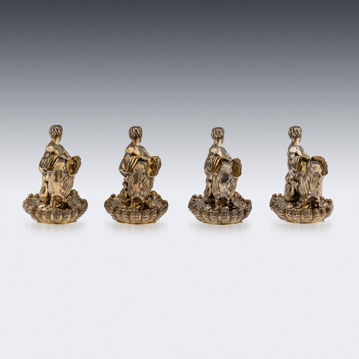 19th Century Victorian Solid Silver Set Of Four Salts, John S. Hunt c.1855 1