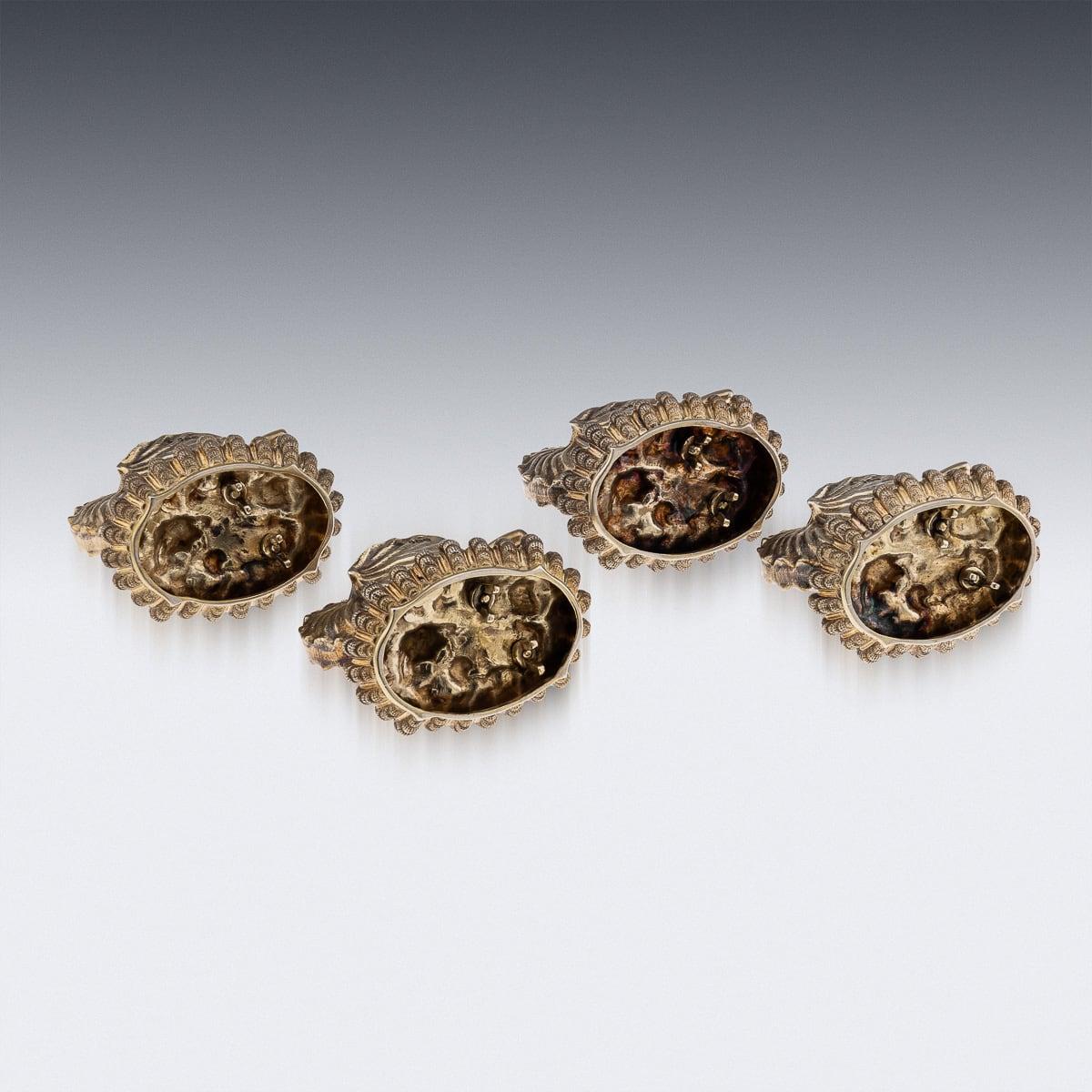19th Century Victorian Solid Silver Set Of Four Salts, John S. Hunt c.1855 2