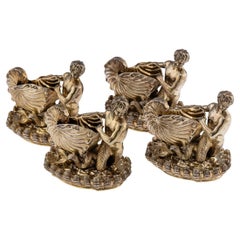 Antique 19th Century Victorian Solid Silver Set Of Four Salts, John S. Hunt c.1855