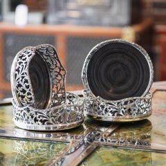 Viktorianisches Set aus vier Weinuntersetzern aus massivem Silber des 19. Jahrhunderts, London, um 1840