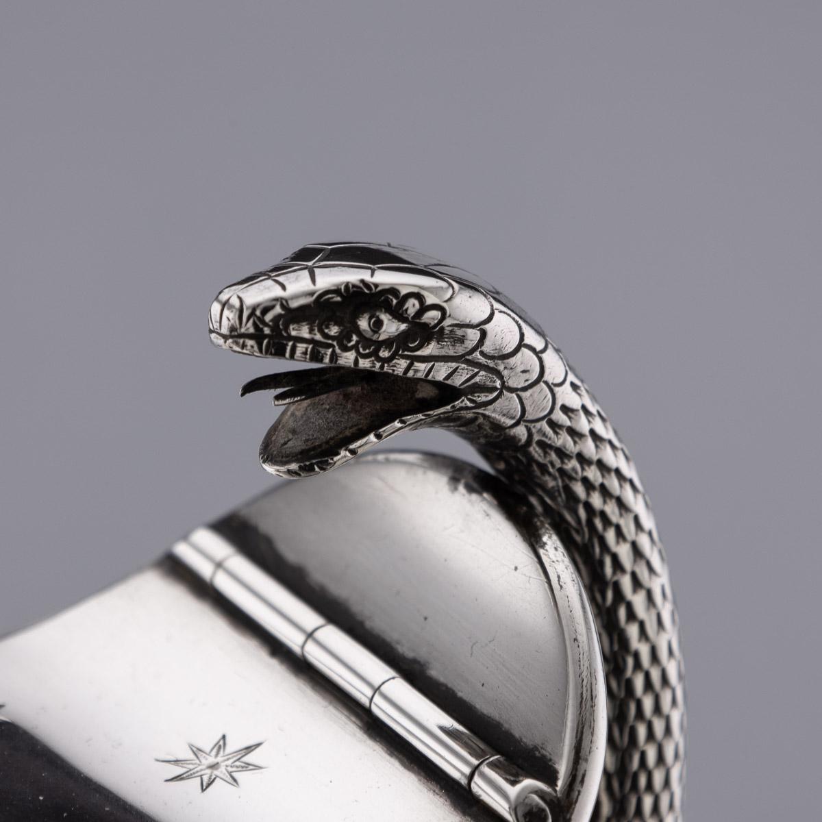 19th Century Victorian Solid Silver Snake Wine Jug, Barnards, c.1866 5