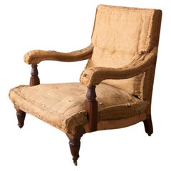 19th century Victorian square back open armchair