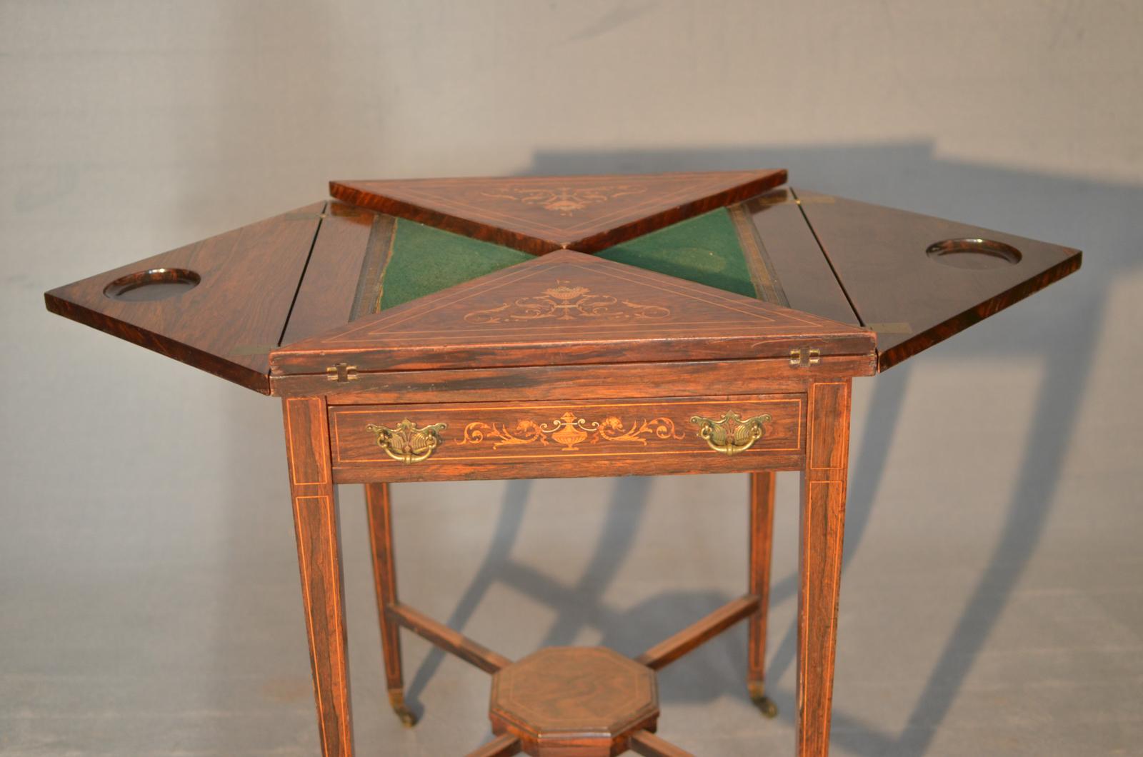 19th Century Victorian Squared Rosewood English Game Table, 1860s 8