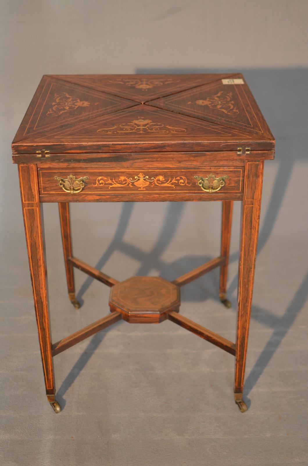 British 19th Century Victorian Squared Rosewood English Game Table, 1860s