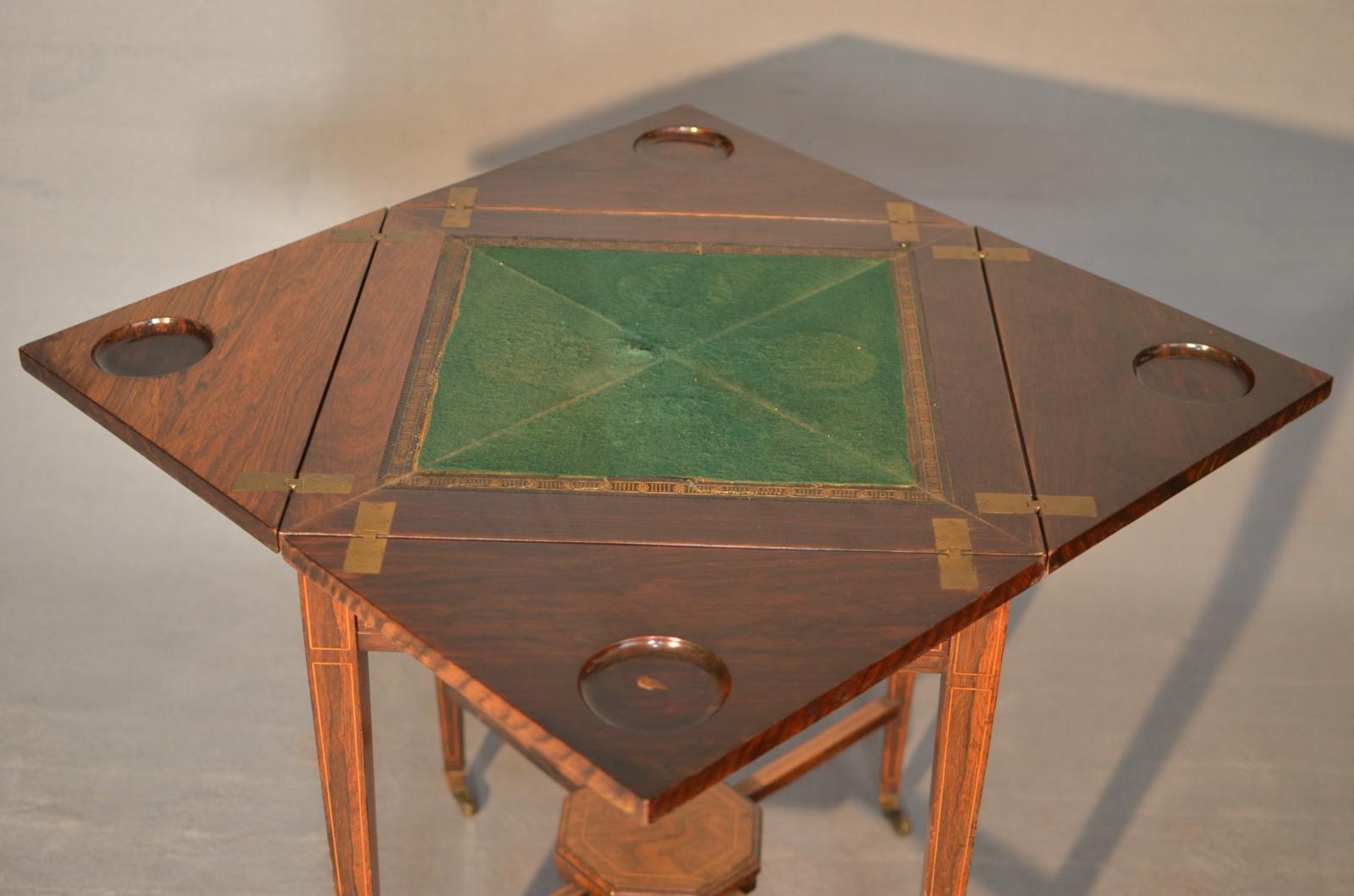 19th Century Victorian Squared Rosewood English Game Table, 1860s 5