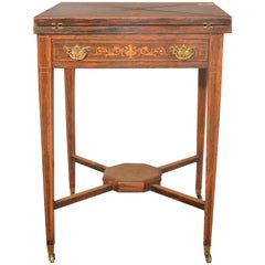 19th Century Victorian Squared Rosewood English Game Table, 1860s