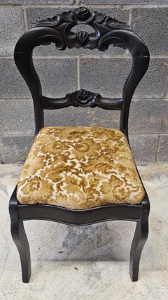 19th Century Victorian Stained Walnut and Upholstered  Side Chair