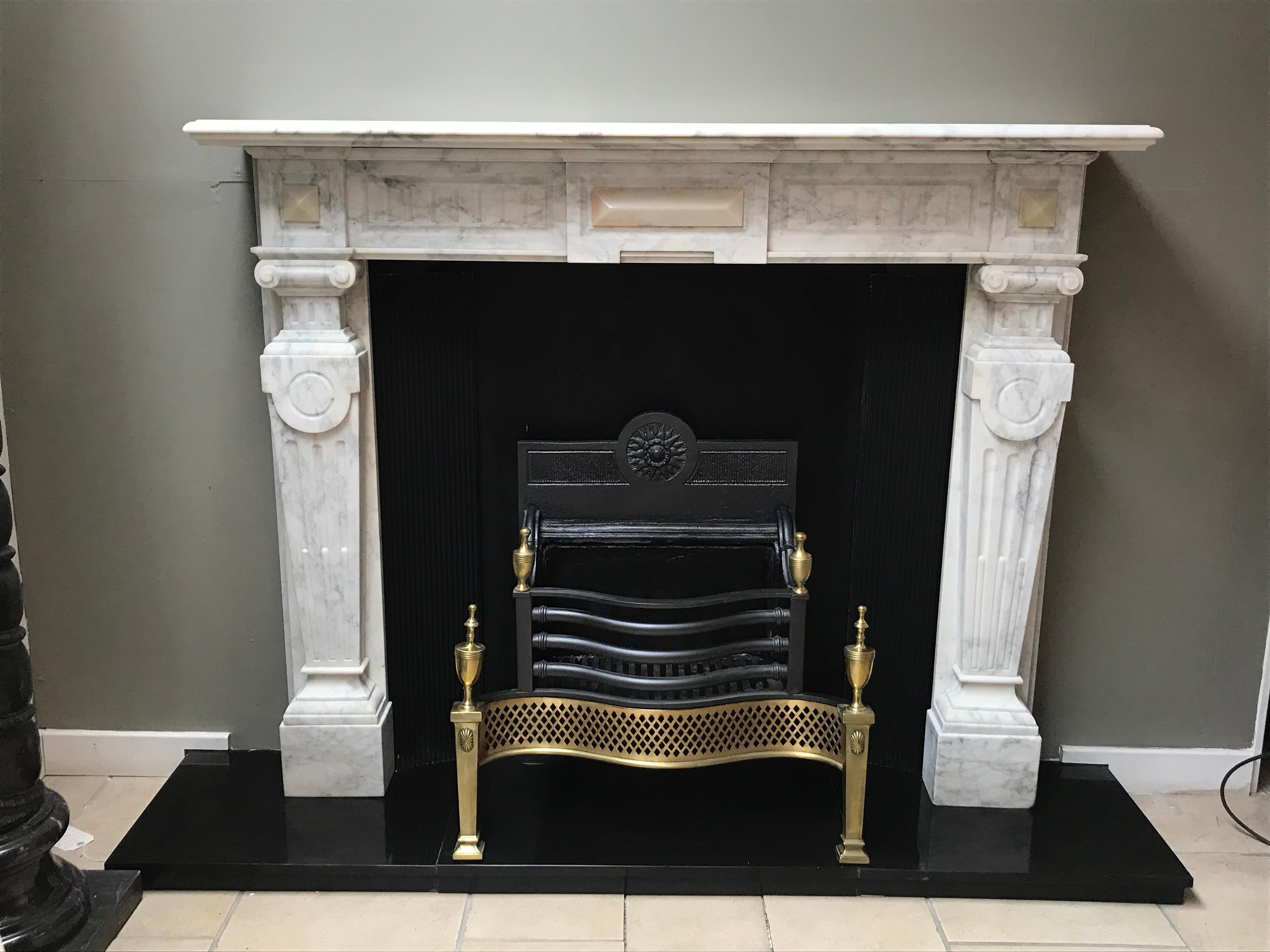 English 19th Century Victorian Statuary Marble Fireplace Mantelpiece For Sale