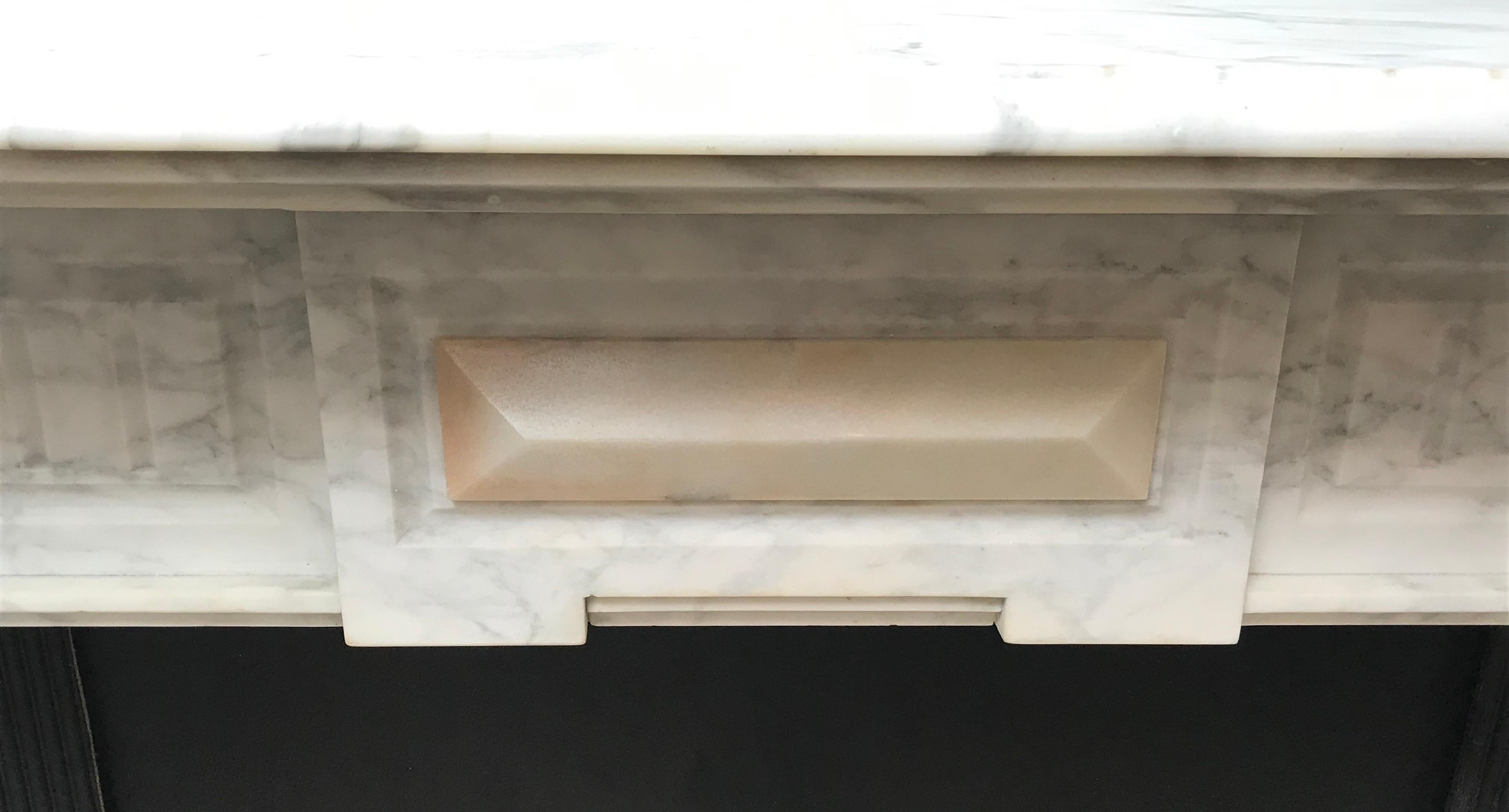 Hand-Carved 19th Century Victorian Statuary Marble Fireplace Mantelpiece For Sale